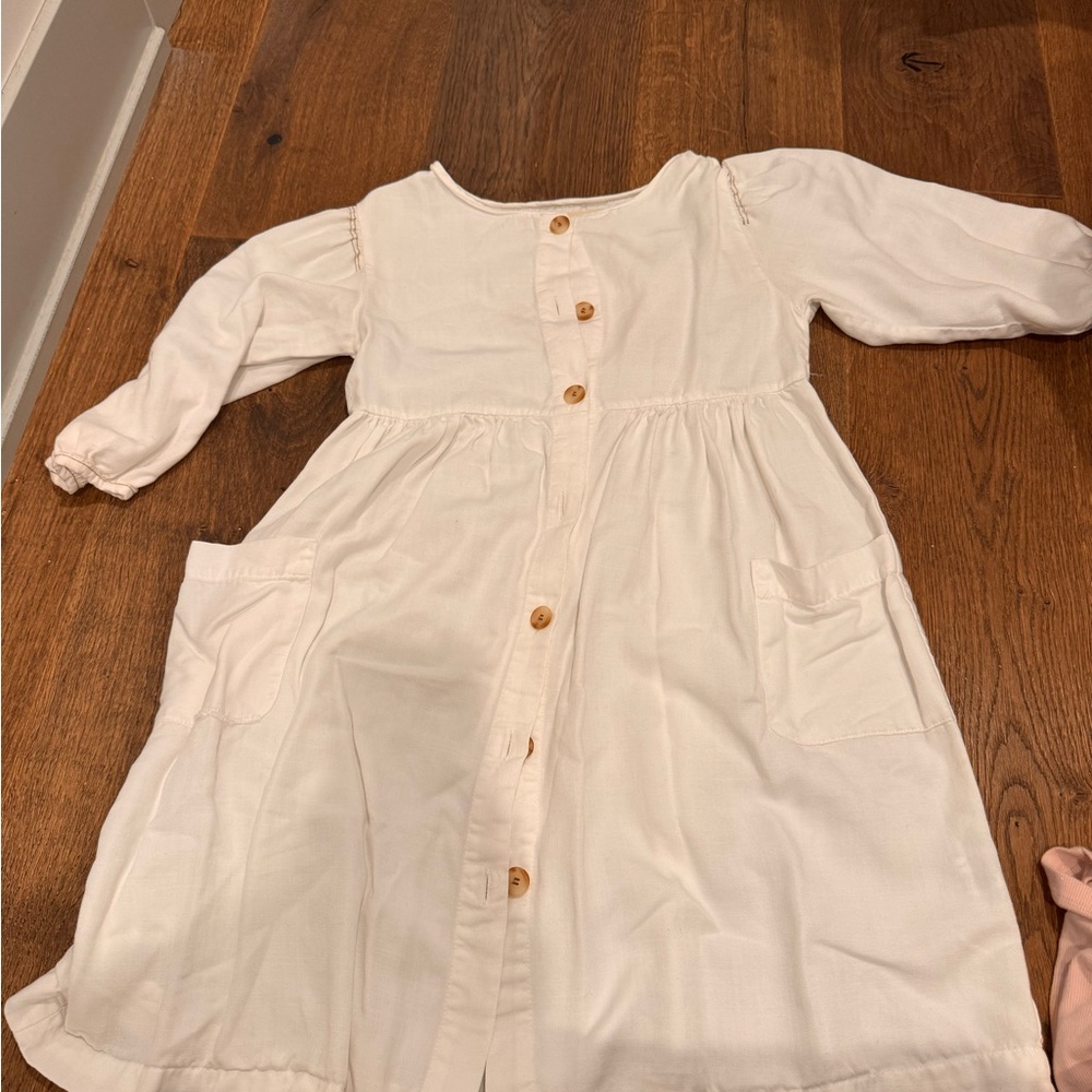 Cream Long Sleeve Puff Sundress
